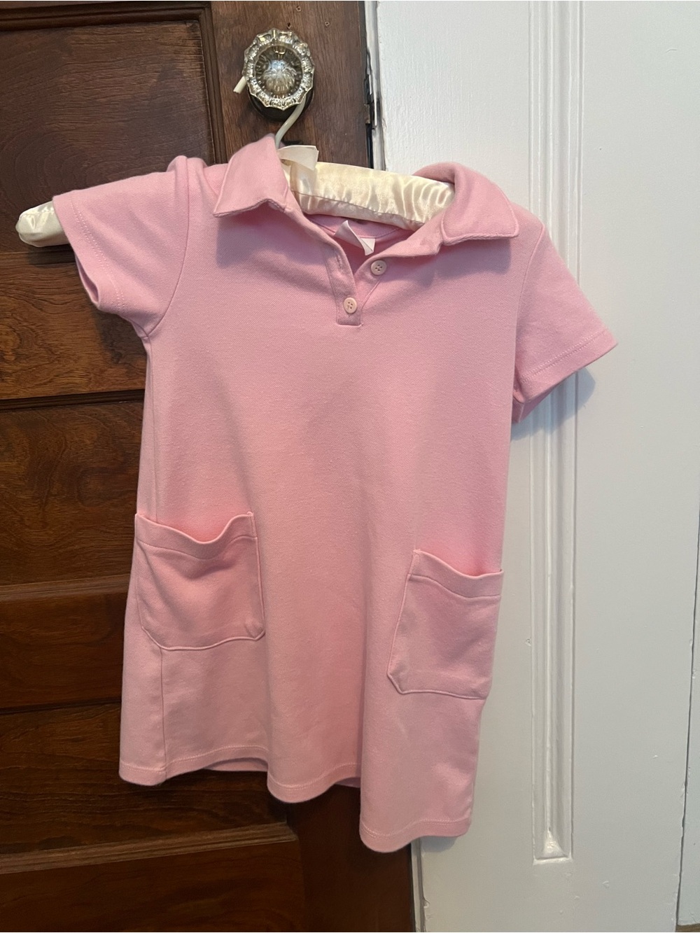 Zara Girls' Light Pink Polo Dress with Front Pockets